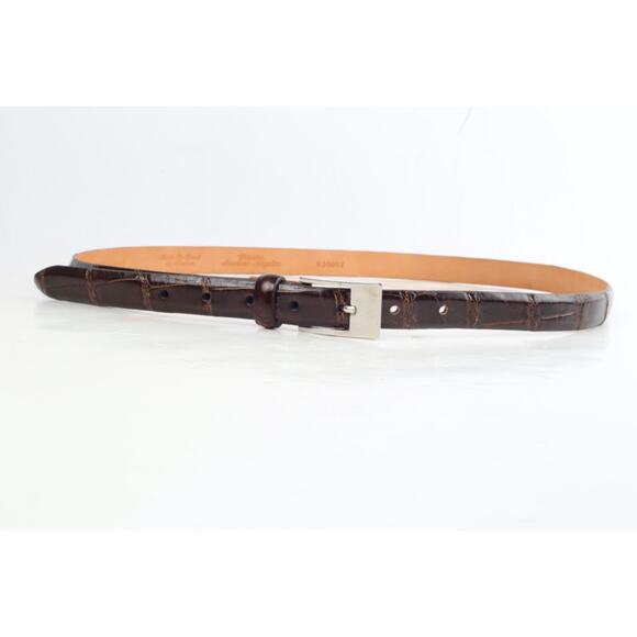 Vintage Martin Dingman Brown American Aligator Leather Handmade Skinny Belt XL main image 14